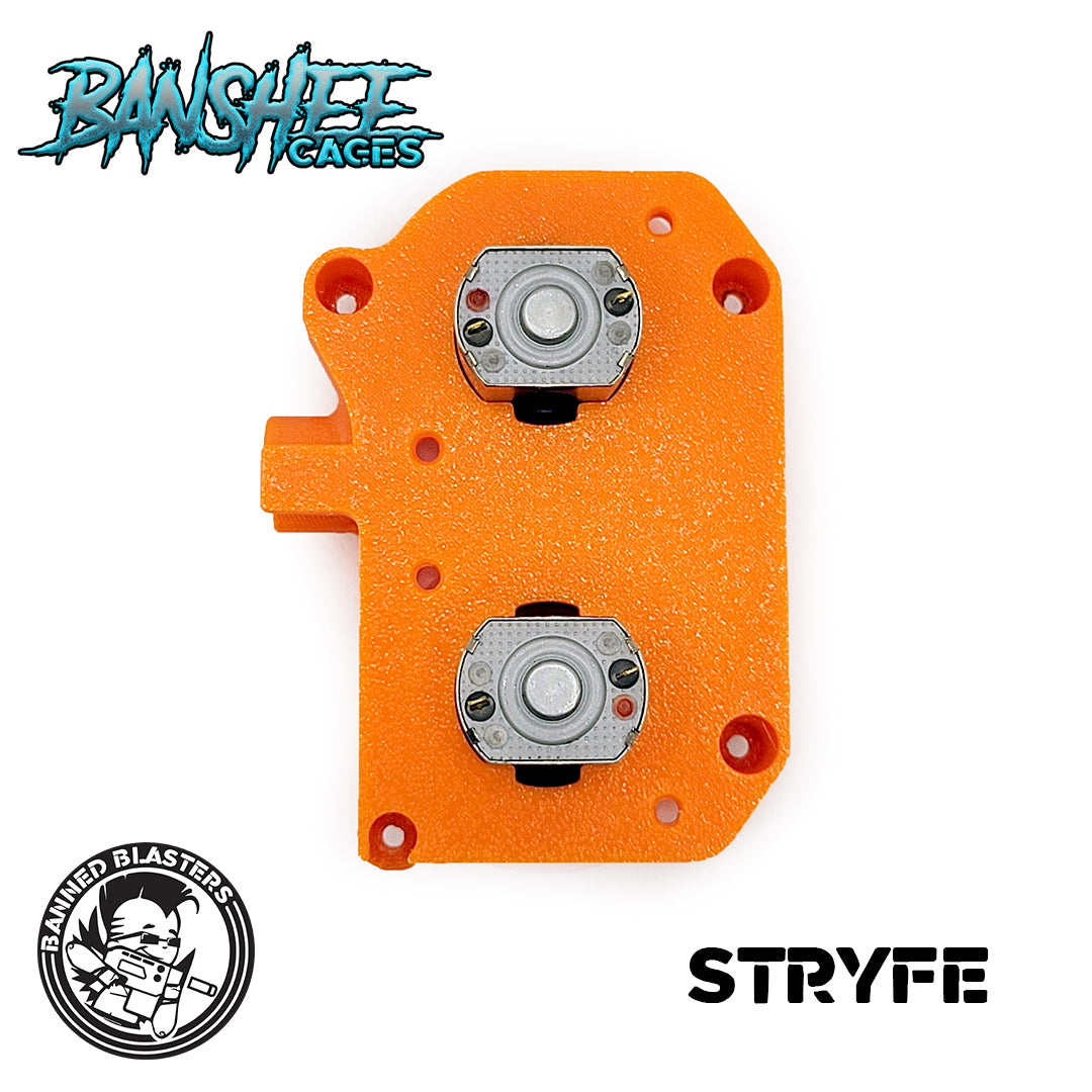 Bottom view of the Banned Blasters Banshee Cage for the Nerf Stryfe
