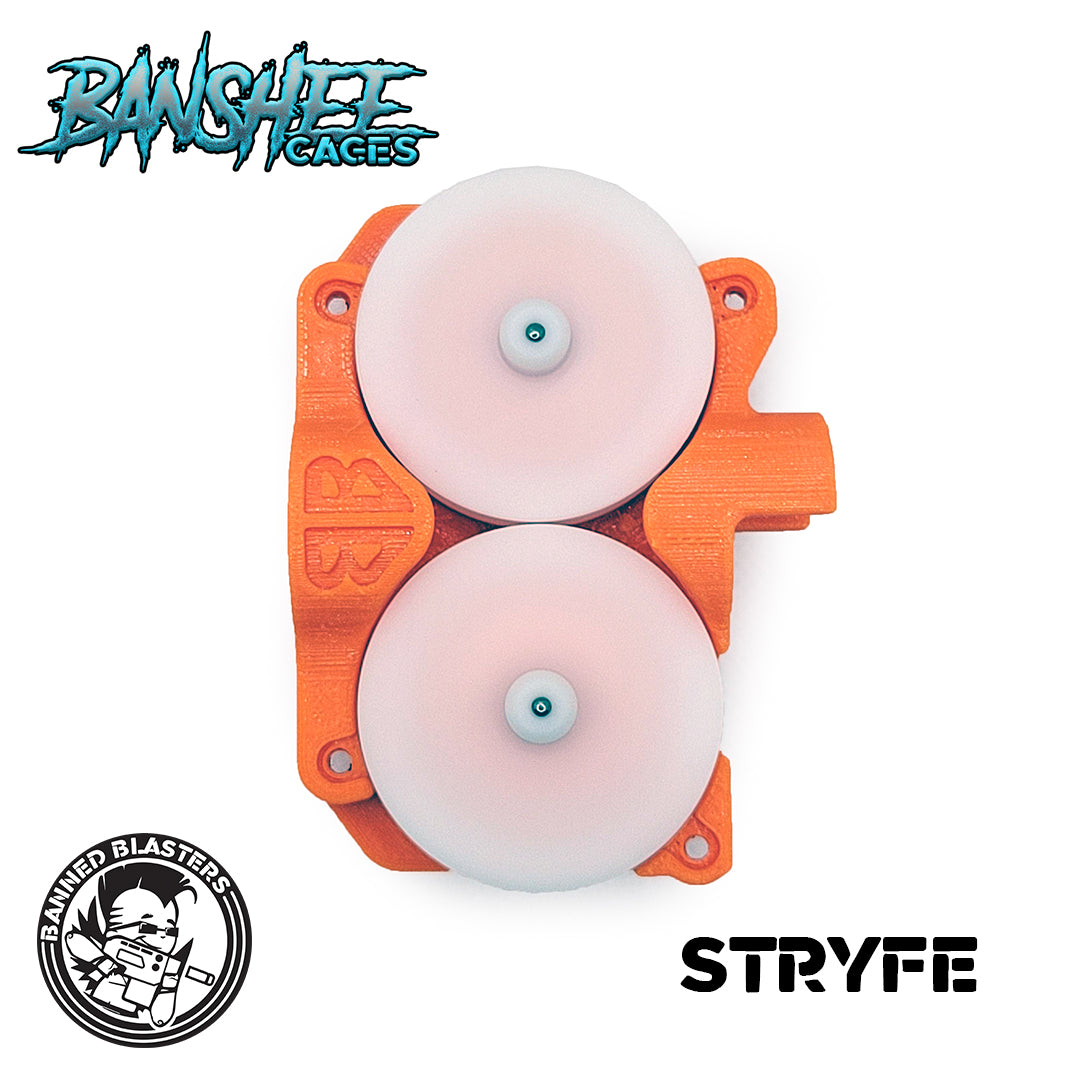 Top view of the Banned Blasters Banshee Cage for the Nerf Stryfe